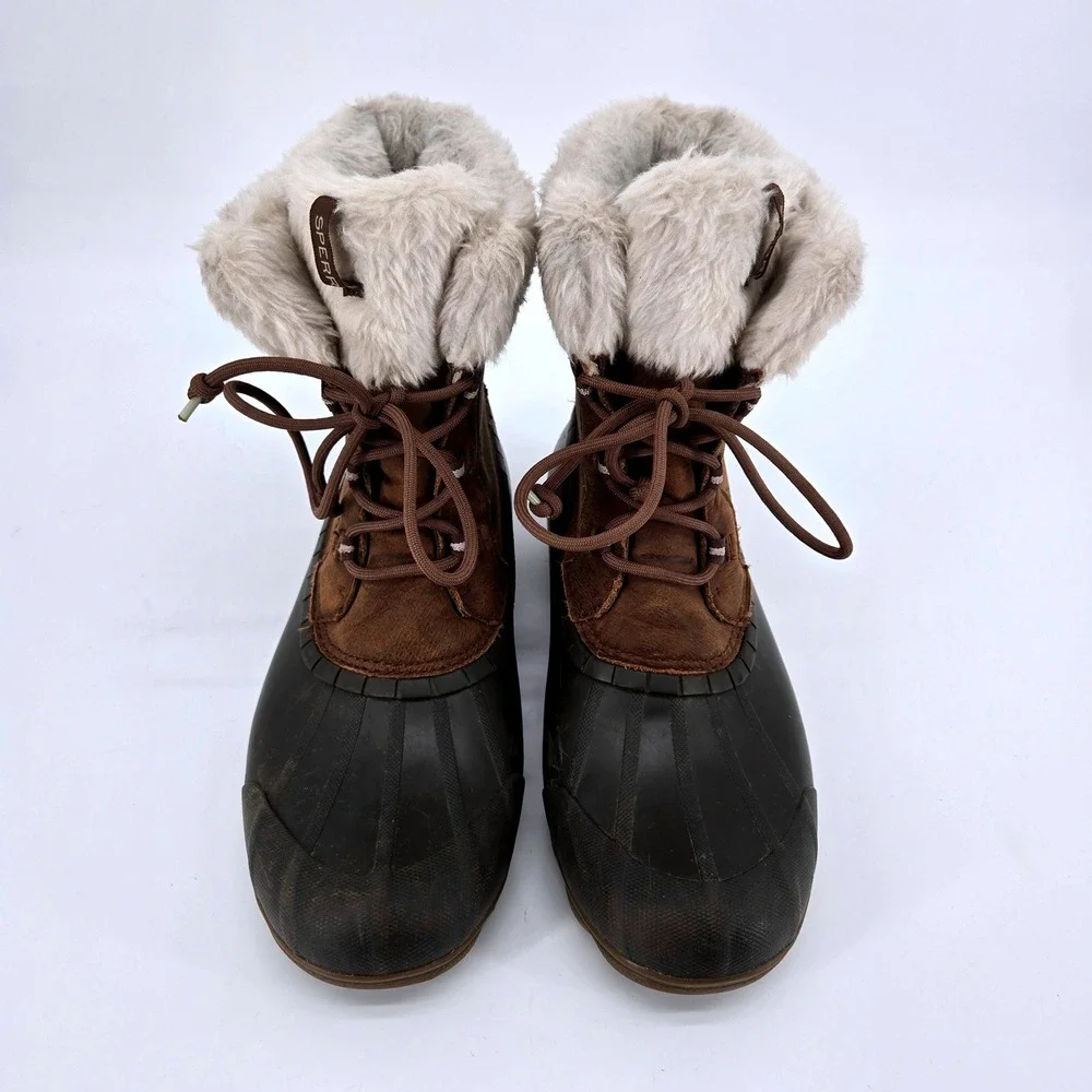 Sperry Top-Sider Maritime Repel Faux Fur Duck‎ Boots Brown Women's Sz 10